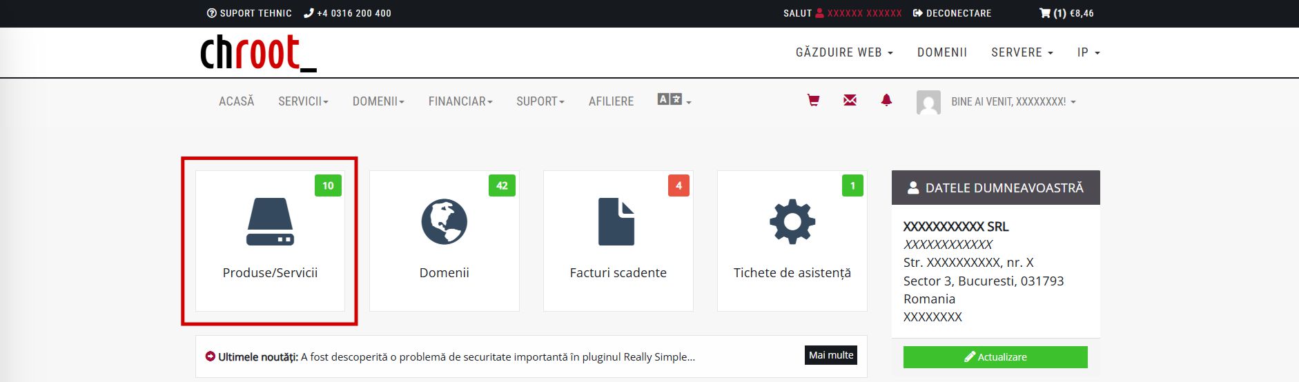 Modificare parola cPanel logare cont client