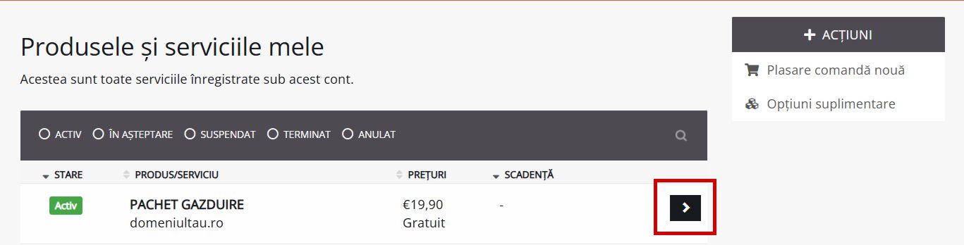 Alege pachetul de gazduire